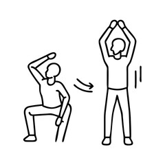 warm up routine icon, warm up routine line art - simple line art of warm up routine, perfect for warm up routine logos and icons