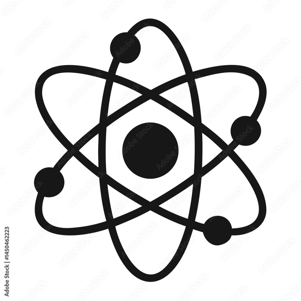 Poster atom structure vector graphic for science education and physics symbol illustration design element c