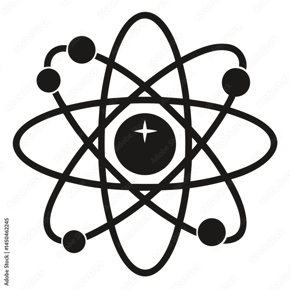 Poster atom model illustration science education physics chemistry structure molecule particle nucleus elec