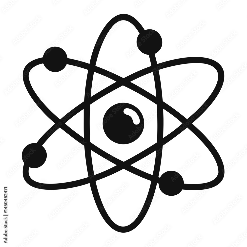 Poster atom structure illustration for science education and physics learning resources and graphic design 