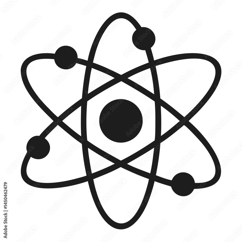 Poster atom structure vector graphic for science education and physics learning resources and atom model il