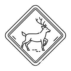 wildlife crossing sign icon, wildlife crossing sign line art - simple line art of wildlife crossing sign, perfect for wildlife crossing sign logos and icons
