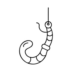 Fototapeta premium worm on a hook icon, worm on a hook line art - simple line art of worm on a hook, perfect for worm on a hook logos and icons