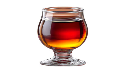 Amber Liquid in a Clear Stemmed Glass on Transparent Background, cut out, no background