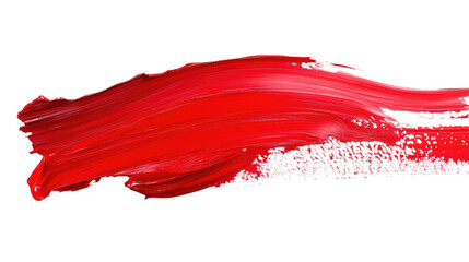 red paint brush stroke secluded on white surface, cut out