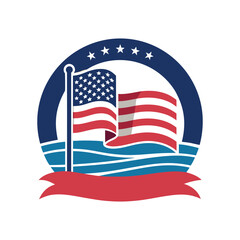 Celebrate Flag Day with Patriotic Digital Artwork Featuring Waving American Flag and Bold Color Scheme