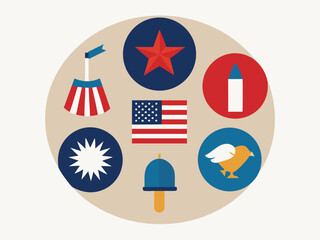 vector illustration of icon set for 4th july
