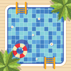 Square Swimming Pool Top View Illustration