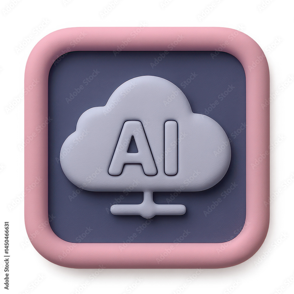 Poster ai icon representation in soft 3d style with pastel colors