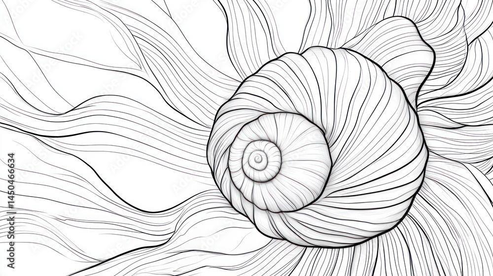 Poster abstract seashell design with flowing lines