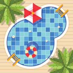 Round Unique Swimming Pool Shapes Top View Illustration