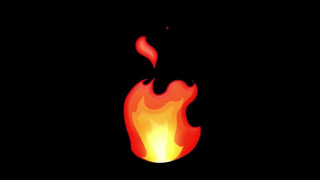 Fire emoji 4K animation. Transparent background. Animated emoticon on Alpha channel. Animated fire reaction and like
