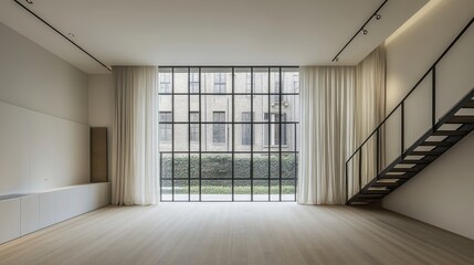 Obraz premium Minimalist modern interior showcasing expansive views.