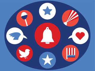 Independence day icons set
