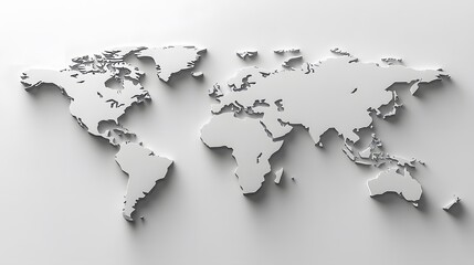 World Map, Neutral Color