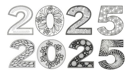 Creative Number Design Template for 2025 in Gigapixel Format Generative AI