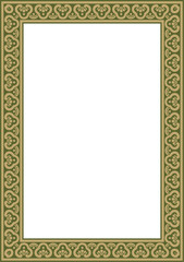 Vector golden with green Chinese rectangle, frame. Square ornaments of oriental peoples, korea, taiwan, china, hong kong, indonesia
