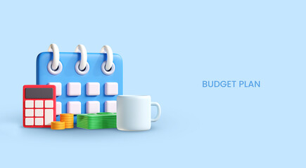 3D budget plan concept. Financial management, Family budget, Personal monthly audit