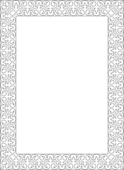 Vector black contour square Kazakh national ornament. Ethnic pattern of the peoples of the Great Steppe,

