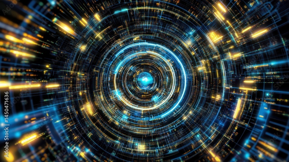 Poster abstract circular structure with data flow