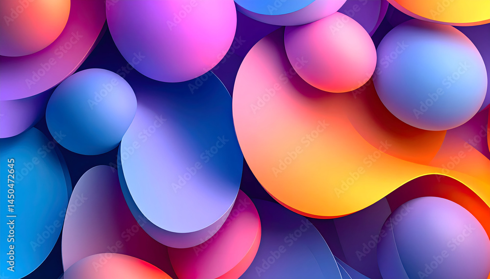 Poster colorful abstract 3d blobs bubbles wallpaper design background with gradients and shadows to illustr
