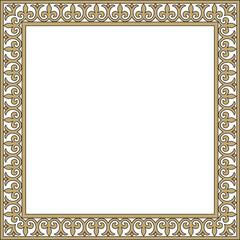 Vector gold and black square classic byzantine ornament. Rectangle, border, Ancient Greece, Eastern Roman Empire frame. Decoration of the Russian Orthodox Church
