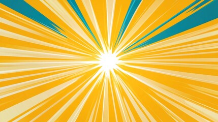 Dynamic yellow and teal radial burst abstract background