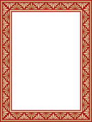 Vector gold and red square classic byzantine ornament. Rectangle, border, Ancient Greece, Eastern Roman Empire frame. Decoration of the Russian Orthodox Church
