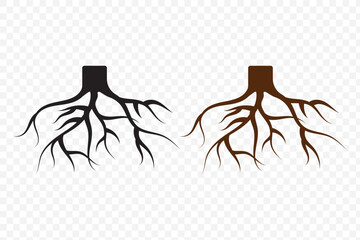Tree root icon set. Tree root silhouette set. EPS 10