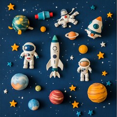 Naklejka premium Vibrant Space Toy Collection