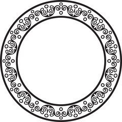 Vector round European black monochrome ornament. Endless pattern, circle, ring of the Middle Ages. Revival border. Decorations of palaces and churches.
