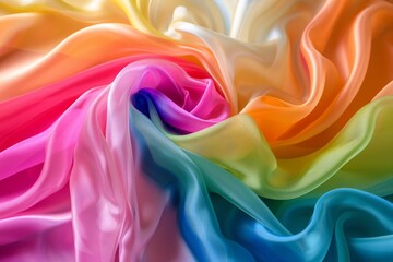 Obraz premium A closeup of a colorful silk fabric draped in a swirling pattern