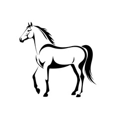 Obraz premium Elegant Black and White Horse Illustration Majestic Equine Art for Design Projects