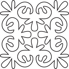 Vector black contour Kazakh national ornament. Ethnic pattern of the peoples of the Great Steppe,
