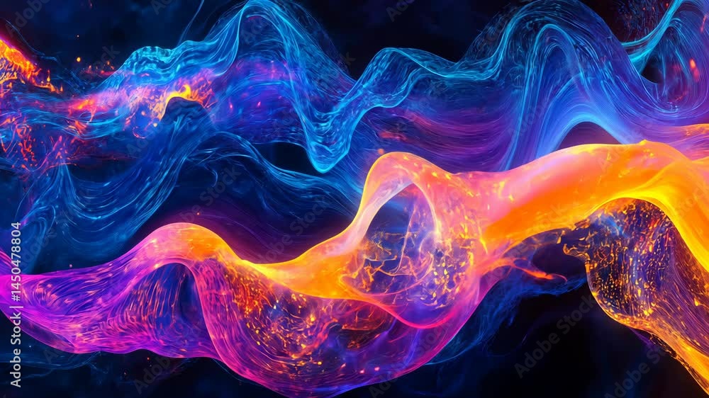 Aufkleber vibrant abstract waveforms evolving with dynamic fluorescent colors