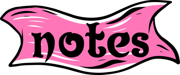 Pink Notes Banner Illustration Cute Hand Drawn Style for Digital Scrapbooking Journals and Planners