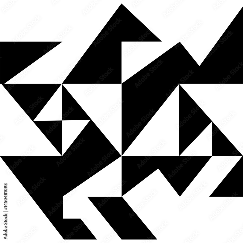 Poster geometric design with black and white triangles abstract geometric pattern featuring black and white