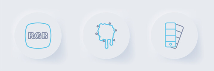 Set line Color palette guide, Paint spray and RGB icon. Vector