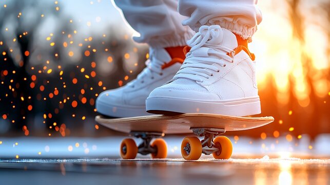 Skateboarder with Sneakers and Board