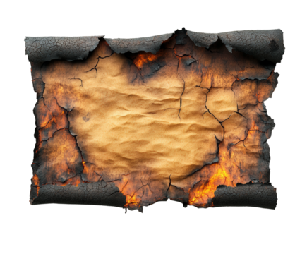 Burning scroll with ancient text abstract digital high-resolution isolated on transparent background