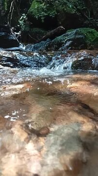 water flowing into the river