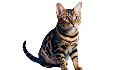 Sitting Tabby Cat on White Background