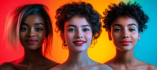 Youthful Women Portraits Studio Photography Colors Close-Up Beauty and Diversity