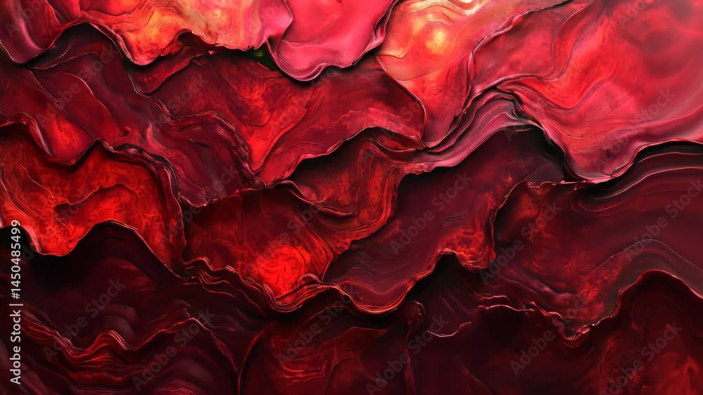 Poster vivid abstract waves of red and pink textures flowing in artistic patterns