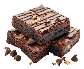 Decadent chocolate brownies kitchen food bright top-down view dessert isolated on transparent background