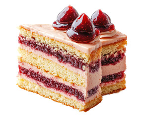 Delicious layered berry cake bakery food sweet environment isolated on transparent background