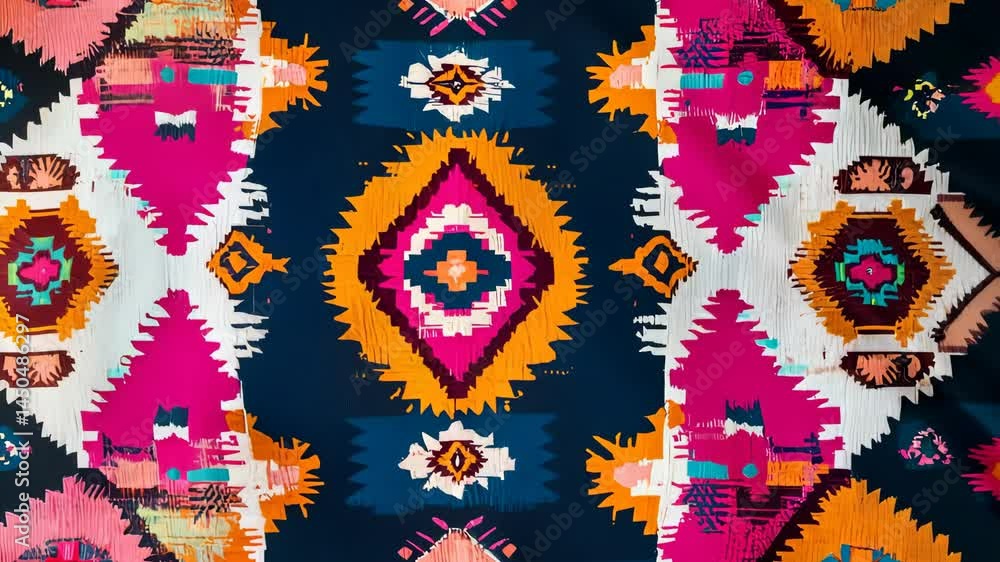Poster vibrant geometric patterns unfold in dynamic kaleidoscope animation