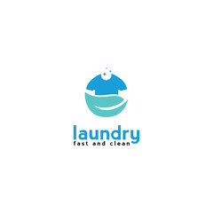 laundry logo design template , fast and clean washing cloth eco laundry service business