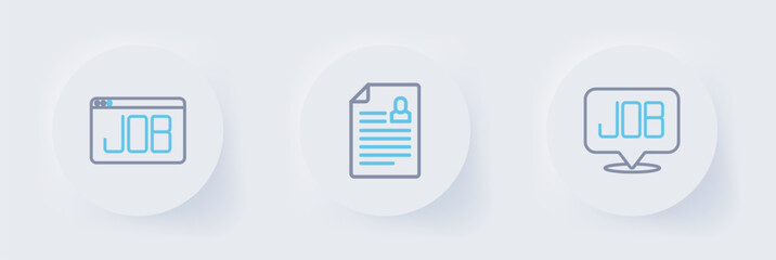 Set line Search job, Resume and icon. Vector