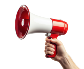 Public speaking event urban megaphone clear engaging view isolated on transparent background